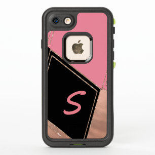 Monogrammed Pink and Black LifeProof iPhone 7 Case