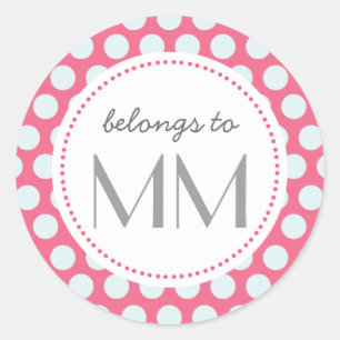 Monogrammed Pink and Blue Dots - DIY Tags