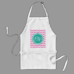 Monogrammed Pink and Teal Chevron Custom Adult Apron