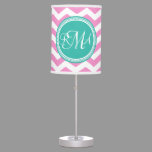 Monogrammed Pink and Teal Chevron Custom Table Lamp