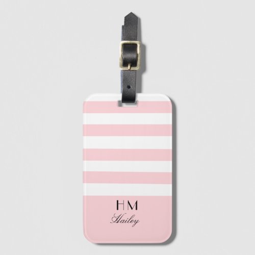 Monogrammed Pink and white stylish Luggage Tag