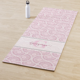 Monogrammed Pink Art Deco Confetti Lace Mandala Yoga Mat