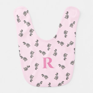 Monogrammed Pink Baby Zebra Themed Bib