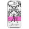 Monogrammed Pink Black White Swirls Damask
