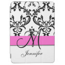 Monogrammed Pink Black White Swirls Damask iPad Air Cover Monogrammed Pink Black White Swirls Damask iPad Air Cover