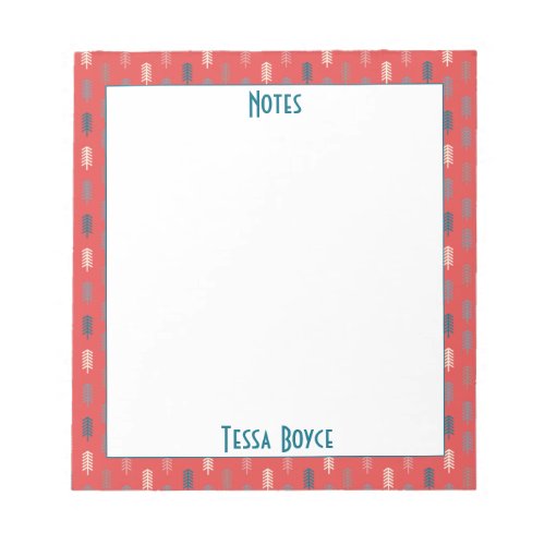 Monogrammed Pink Blue Girly Pattern Trendy Modern Notepad