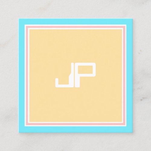 Monogrammed Pink Blue Yellow Modern Template Square Business Card
