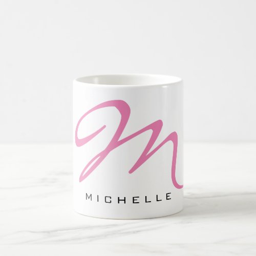 Monogrammed Pink Calligraphy Your Name Coffee Mug