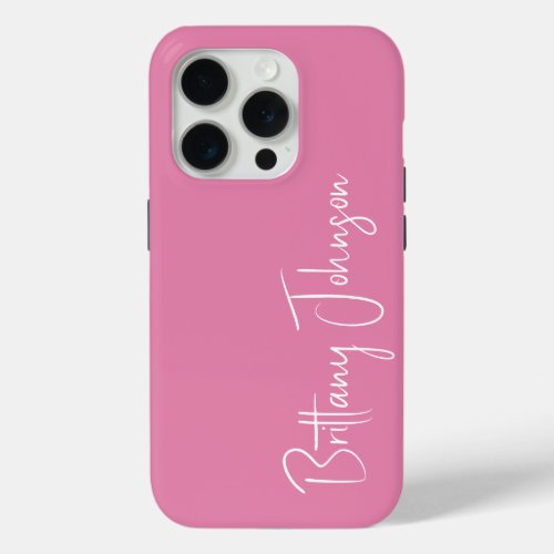 Monogrammed Pink iPhone 15 Pro Case