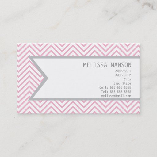 Customizable Monogrammed Pink Chevron Calling Card Business Card Templates