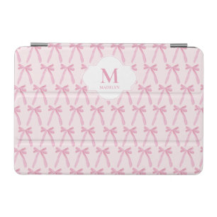 Monogrammed Pink Coquette bow pattern personalized iPad Mini Cover