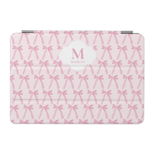Monogrammed Pink Coquette bow pattern personalized iPad Mini Cover