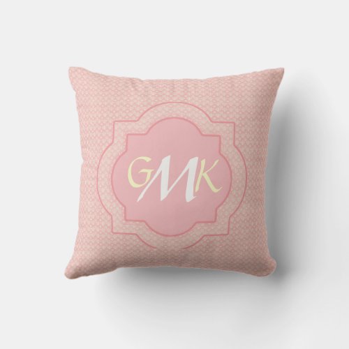 Monogrammed Pink Design Throw Pillow