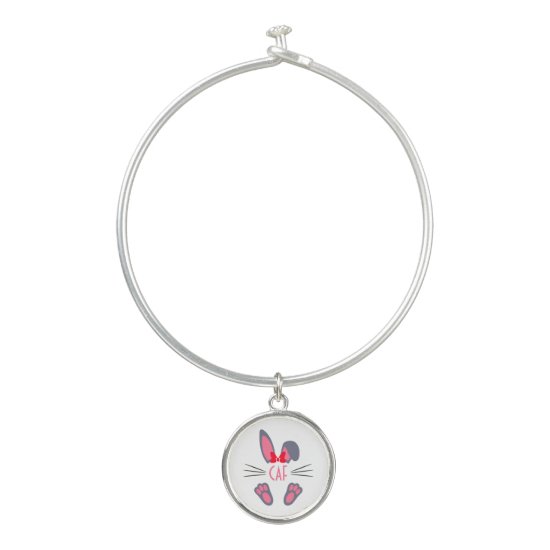 Monogrammed Pink Easter Bunny Bangle Bracelet