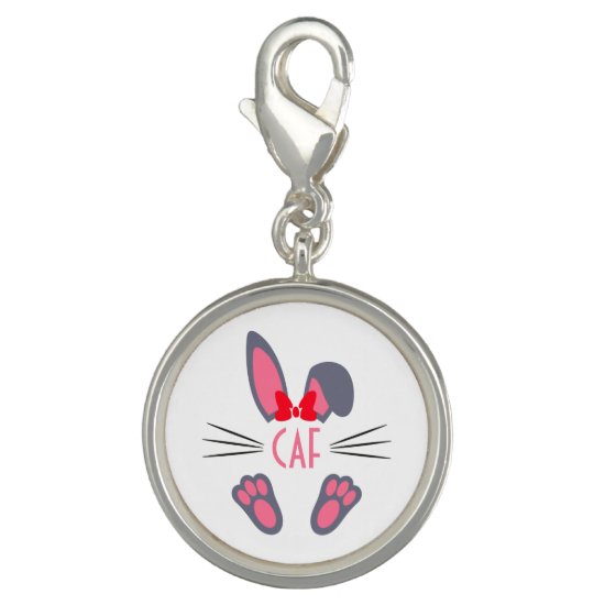 Monogrammed Pink Easter Bunny Charm
