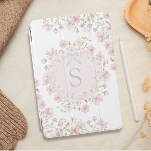Monogrammed Pink Flowers and Lace Floral iPad Mini Cover