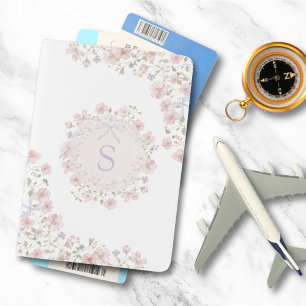 Monogrammed Pink Flowers and Lace Floral Passport Holder