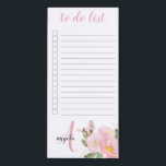 Monogrammed Pink Flowers To Do List Magnetic Notepad<br><div class="desc">Pretty magnetic notepad to personalize with your monogram. The template is set up for you to add your name and initial (but you can leave either section blank if you prefer to just have one or the other). This floral design has pink watercolor flowers with foliage and bouncy hand lettered...</div>