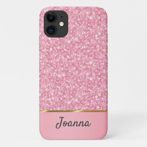 Monogrammed Pink Glitter iPhone 11 Case