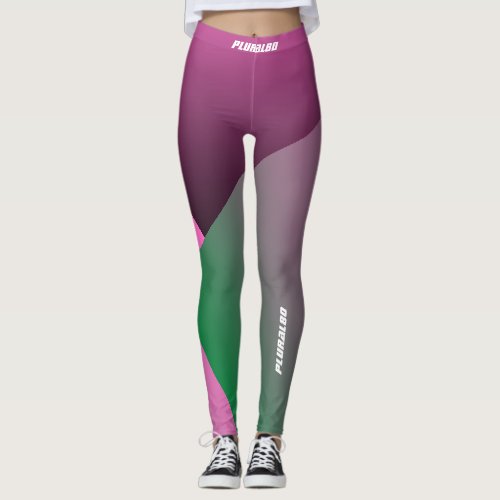 Monogrammed pink green gradient workout leggings