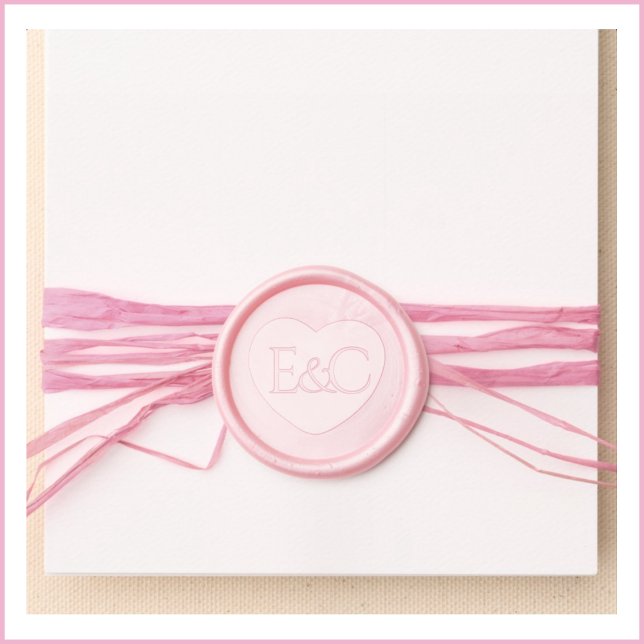 Monogrammed Pink Heart Wax Seal Sticker (Creator Uploaded)