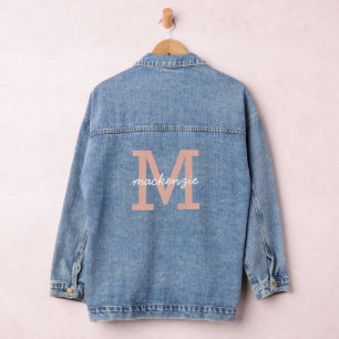 Monogrammed Pink Initial Letter Personalized Denim Jacket