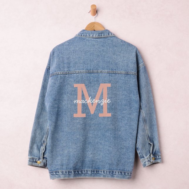 Monogrammed Pink Initial Letter Personalized Denim Jacket (Hangar)