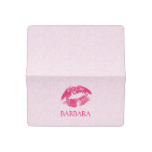 Monogrammed Pink Lips And Damask Checkbook Cover (Open)