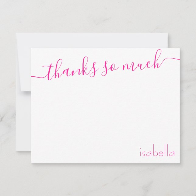 Monogrammed Pink Magenta Elegant Script Announcement (Front)