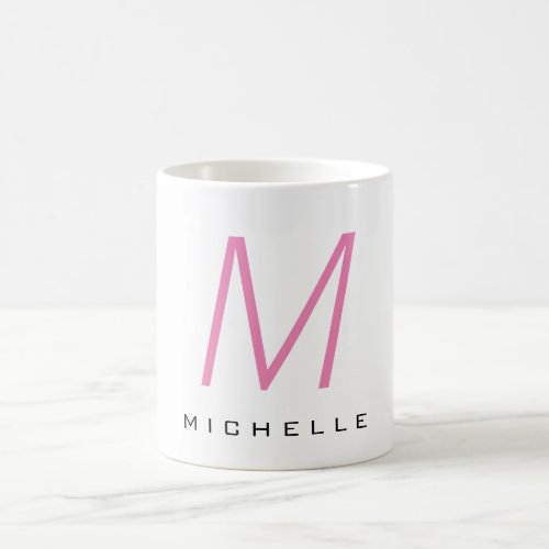 Monogrammed Pink Modern Your Name Coffee Mug