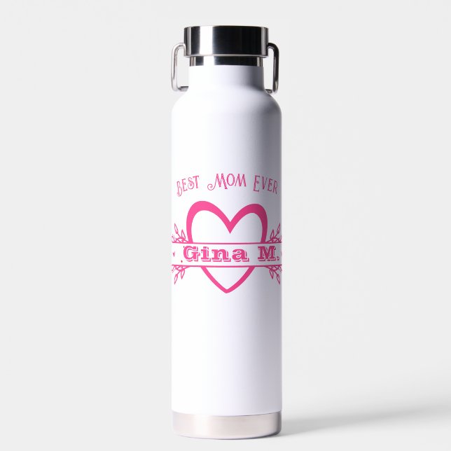 Monogrammed Pink Mother's Day Water Bottle Gift (Front)