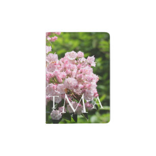 Monogrammed Pink Mountain Laurel Passport Holder