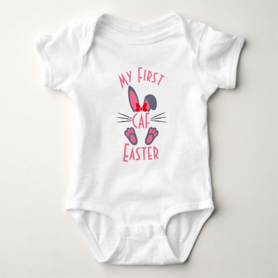 Monogrammed Pink My First Easter Baby Bodysuit