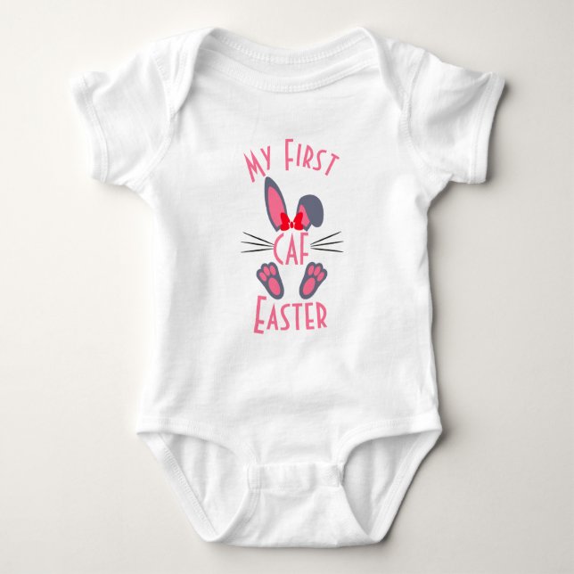Monogrammed Pink My First Easter Baby Bodysuit (Front)