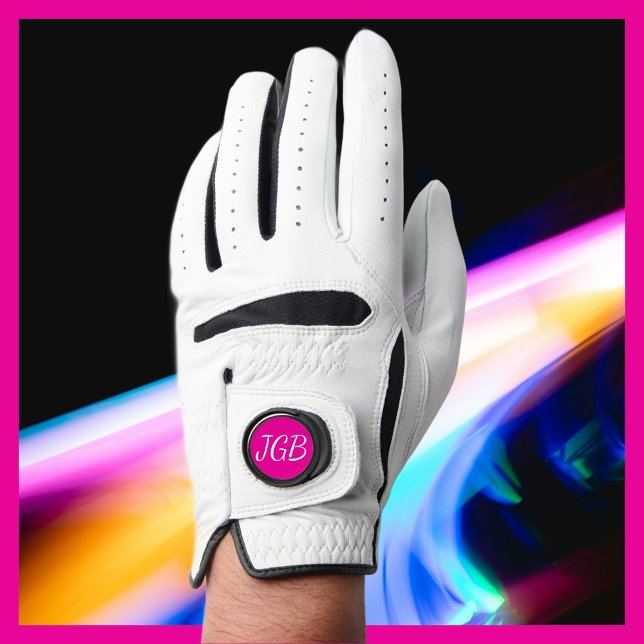 Monogrammed Pink or Choose Background Color Golf Glove (Creator Uploaded)