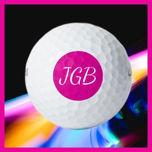 Monogrammed Pink or Choose Your Color Background Golf Balls