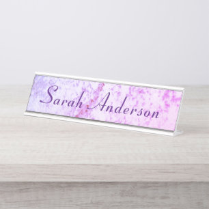 Monogrammed Pink & Purple Marbled  Desk Name Plate