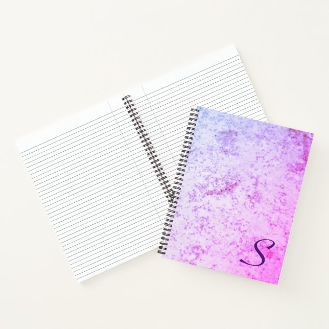 Monogrammed Pink & Purple Marbled Notebook (Inside)