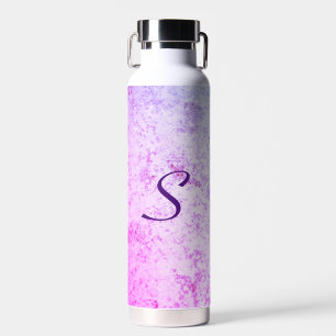 Monogrammed Pink & Purple Marbled Water Bottle