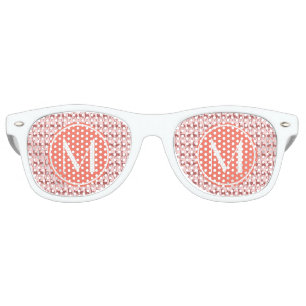 Monogrammed Pink Salmon Deer, Personalized Name Retro Sunglasses