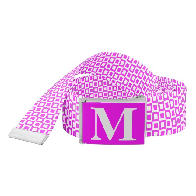 Monogrammed Pink Squares Belt (Snake)