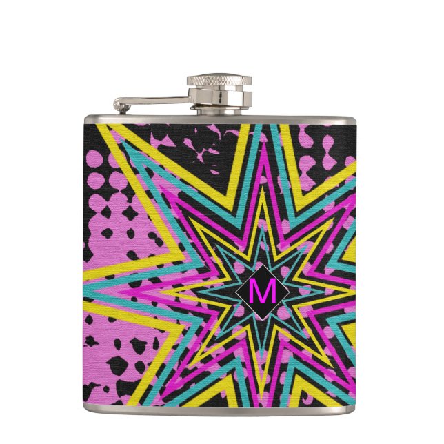 Monogrammed Pink Star Flask (Front)