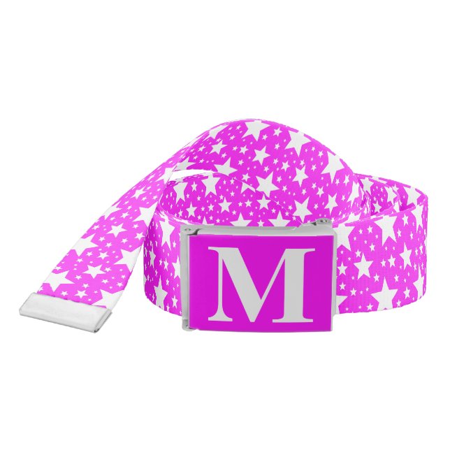 Monogrammed Pink Stars Belt (Snake)