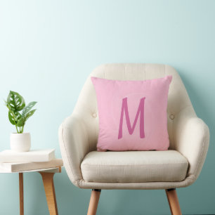 Monogrammed Pink Swirl Elegant Modern Throw Pillow