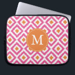 Monogrammed Pink Tangerine Ikat Pattern Laptop Sleeve<br><div class="desc">Stylish and chic design features a colorful and trendy diamonds ikat pattern and can be personalized with your monogram,  initial,  name,  or any text of your choice for a perfect custom gift!</div>
