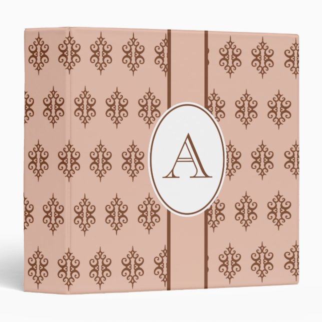 Monogrammed Pink Wedding Scrapbook Gift 3 Ring Binder (Front/Spine)