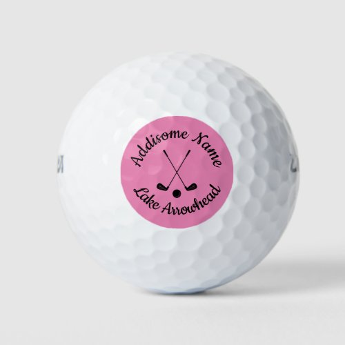 Monogrammed Pink White golfball club Ladies   Golf Balls