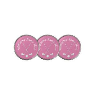 Monogrammed Pink White golfball club Ladies  Golf  Golf Ball Marker