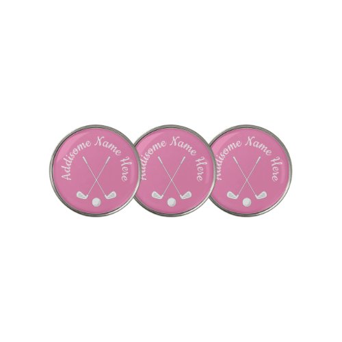 Monogrammed Pink White golfball club Ladies  Golf  Golf Ball Marker