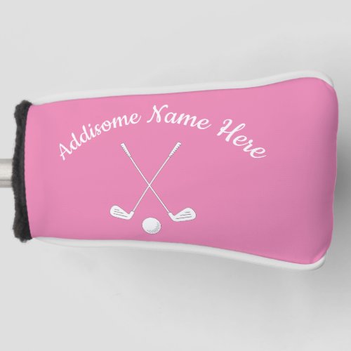 Monogrammed Pink White golfball club Ladies   Golf Head Cover